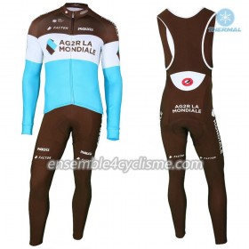 Tenue Maillot M/L + Collant à Bretelles 2018 AG2R La Mondiale Hiver Thermal Fleece N002